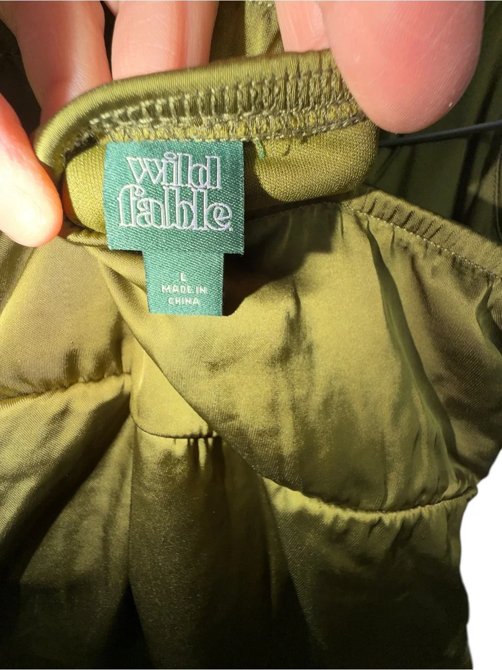 wild fable Olive Green Asymmetrical Slip Dress
